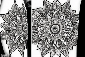 paisley sun, mandala, intricate tattoo idea
