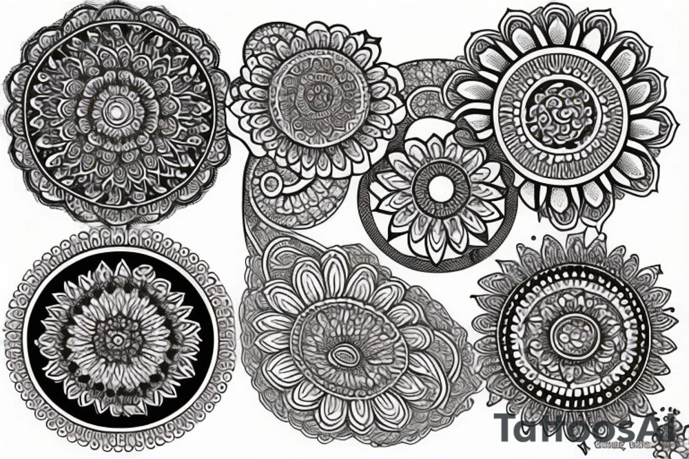 paisley sun, mandala, intricate tattoo idea