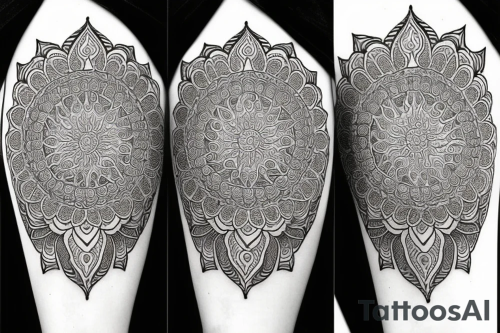 paisley sun, mandala, intricate tattoo idea