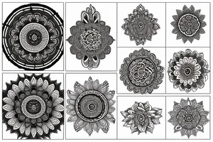 paisley sun, mandala, intricate tattoo idea