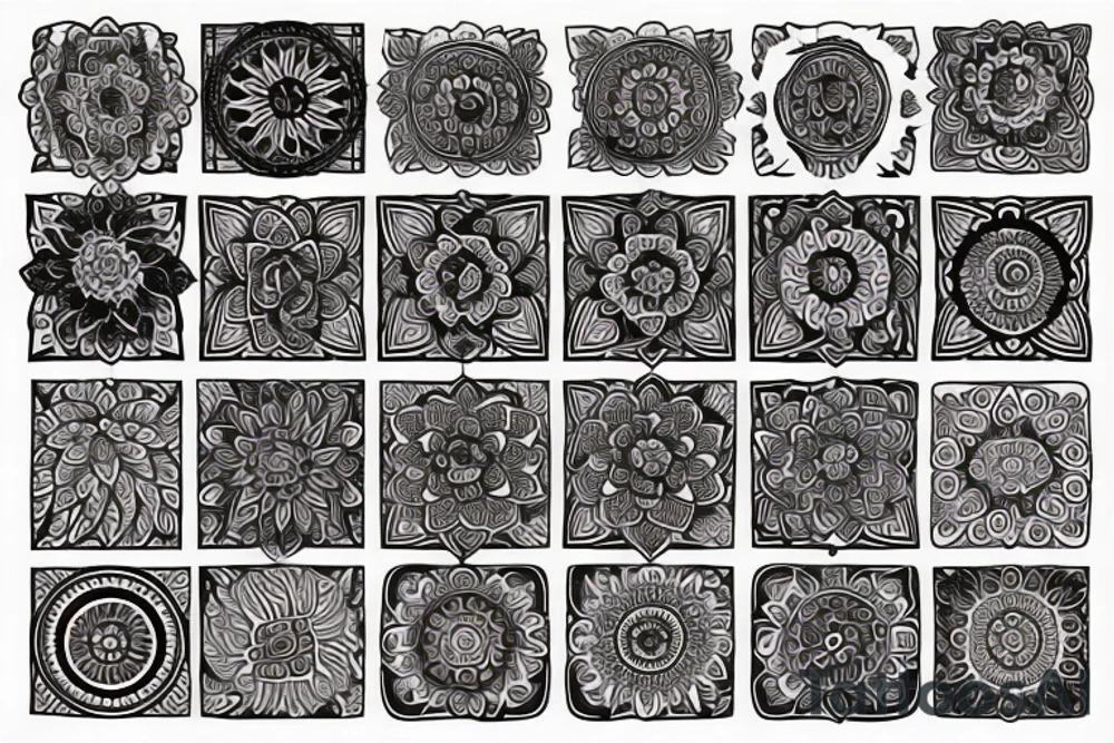 paisley sun, mandala, intricate tattoo idea