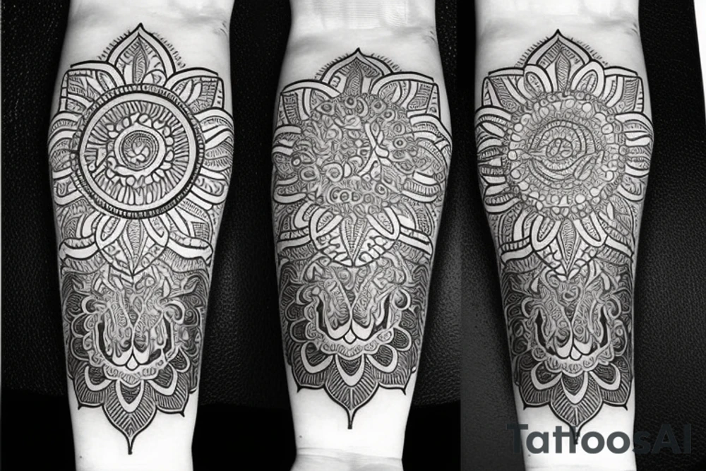 paisley sun, mandala, intricate tattoo idea