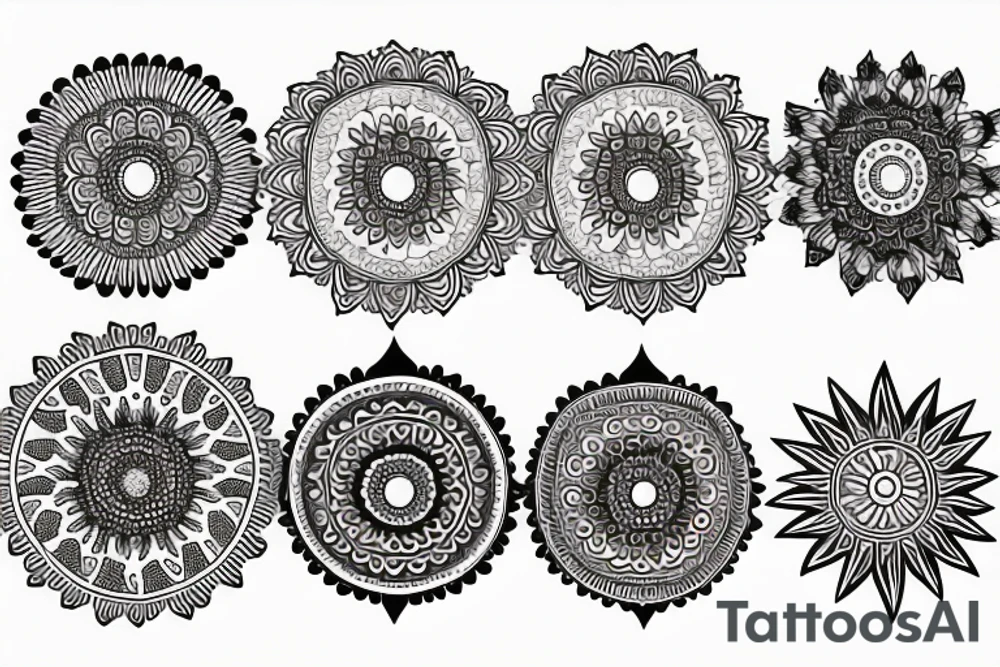 paisley sun, mandala, simple tattoo idea