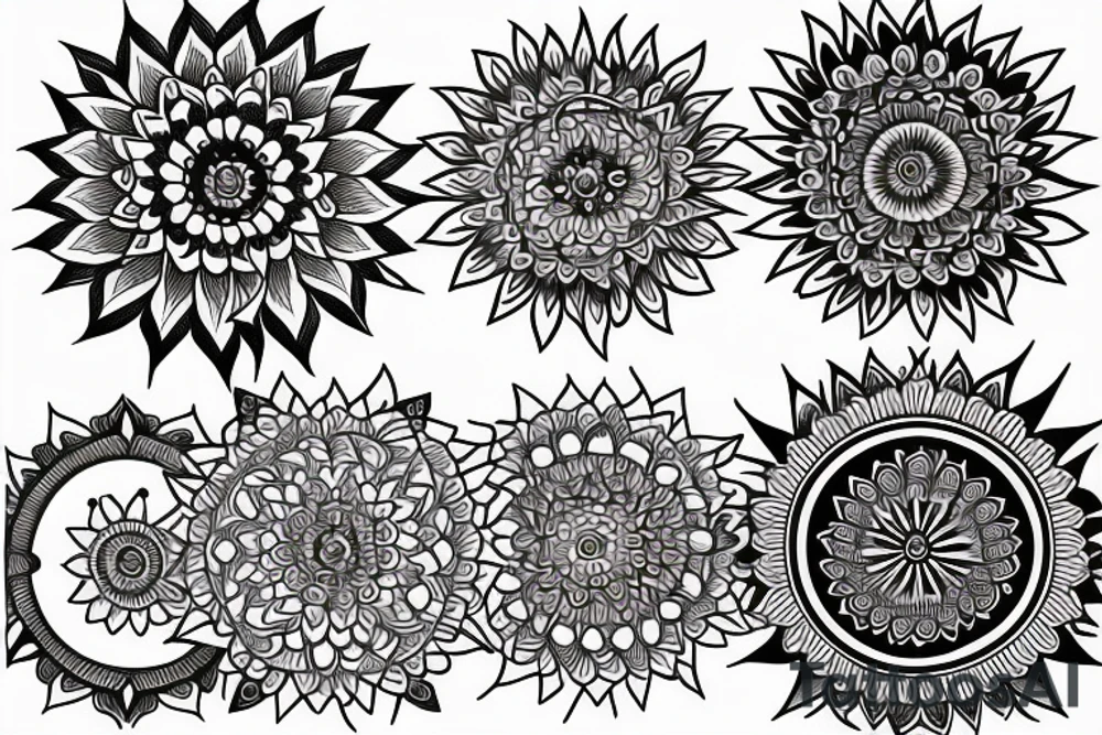 sun, mandala, simple tattoo idea