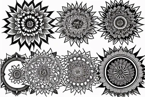 sun, mandala, simple tattoo idea