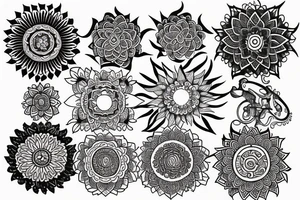 sun, mandala, simple tattoo idea