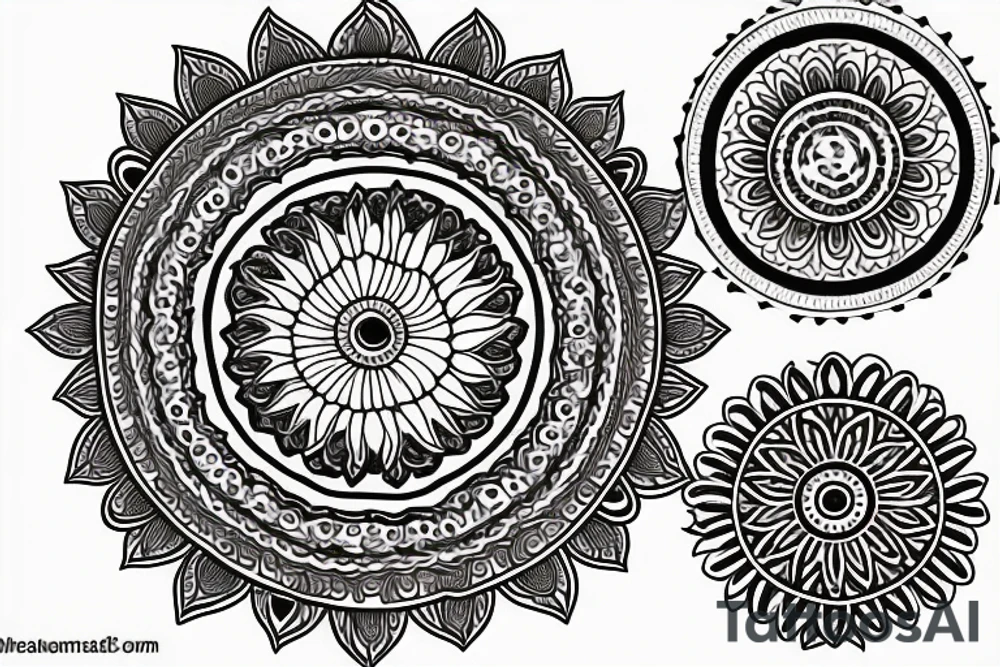 paisley sun, mandala, simple tattoo idea
