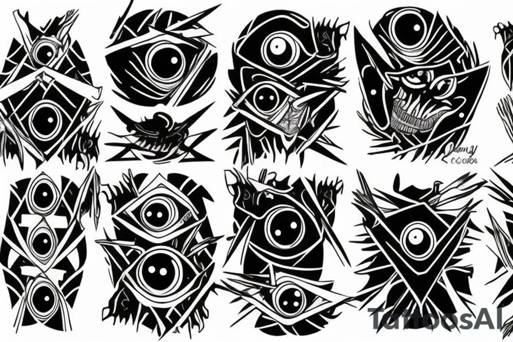 Eyes everywhere piled together, all connected as a backhand tattoo tattoo idea