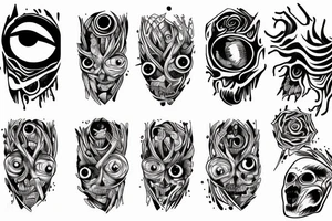 Eyes everywhere piled together, all connected as a backhand tattoo tattoo idea