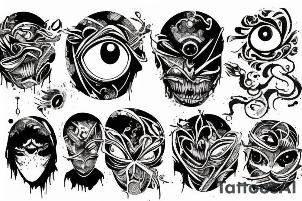 Eyes everywhere piled together, all connected as a backhand tattoo tattoo idea