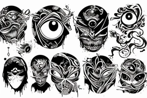 Eyes everywhere piled together, all connected as a backhand tattoo tattoo idea