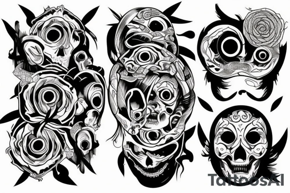 Eyes everywhere piled together, all connected as a backhand tattoo tattoo idea