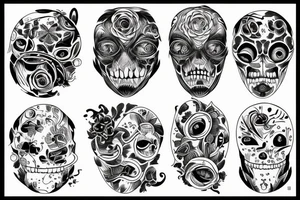 Eyes everywhere piled together, all connected as a backhand tattoo tattoo idea