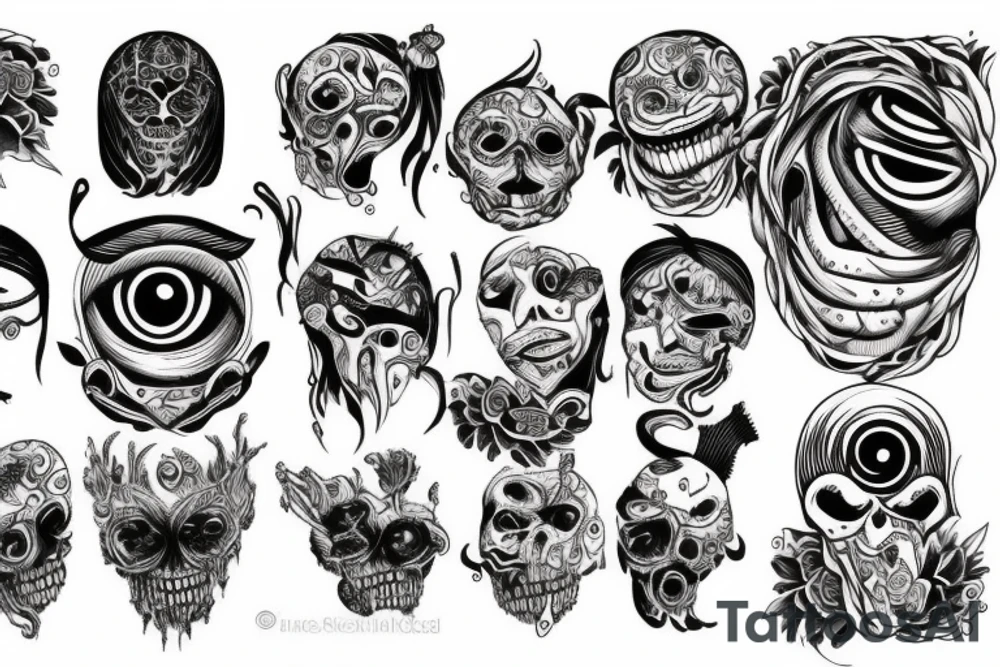 Eyes everywhere piled together, all connected as a backhand tattoo tattoo idea