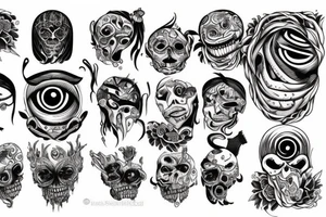 Eyes everywhere piled together, all connected as a backhand tattoo tattoo idea