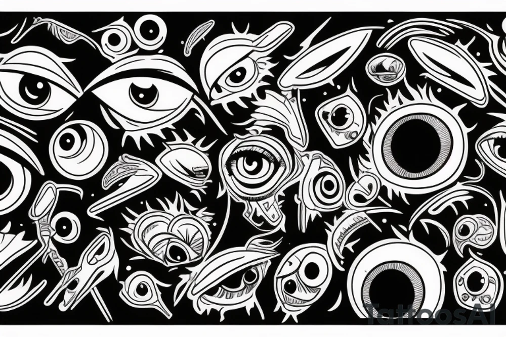 Eyes everywhere piled together, all connected as a backhand tattoo tattoo idea