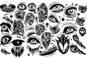 Eyes everywhere piled together, all connected as a backhand tattoo tattoo idea