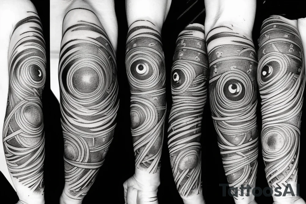 Eyes everywhere piled together, all connected as a backhand tattoo tattoo idea