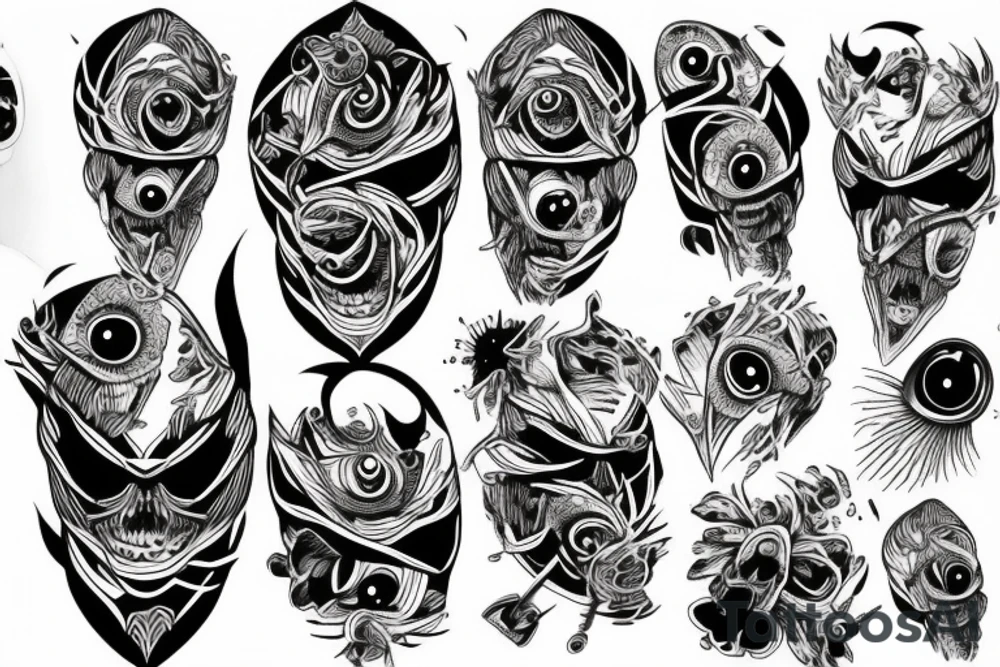 Eyes everywhere piled together, all connected as a backhand tattoo tattoo idea