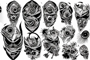 Eyes everywhere piled together, all connected as a backhand tattoo tattoo idea