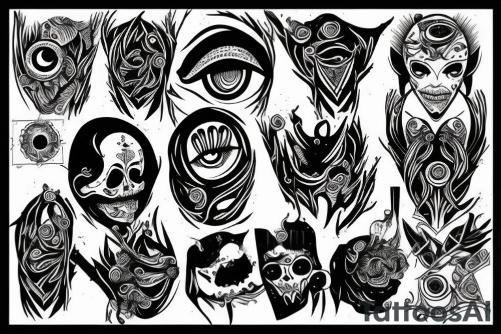 Eyes everywhere piled together, all connected as a backhand tattoo tattoo idea