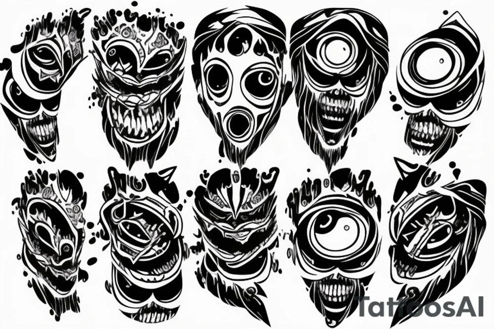 Eyes everywhere piled together, all connected as a backhand tattoo tattoo idea