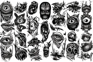 Eyes everywhere piled together, all connected as a backhand tattoo tattoo idea