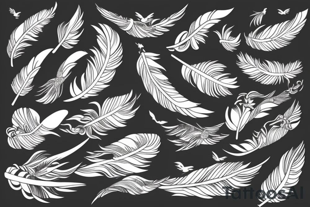 Feather with birds flying off tattoo idea