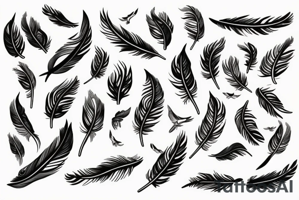 Feather with birds flying off tattoo idea