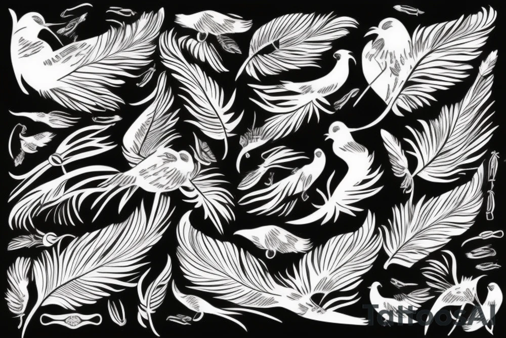 Feather with birds flying off tattoo idea
