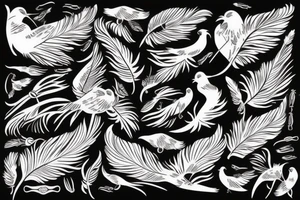 Feather with birds flying off tattoo idea