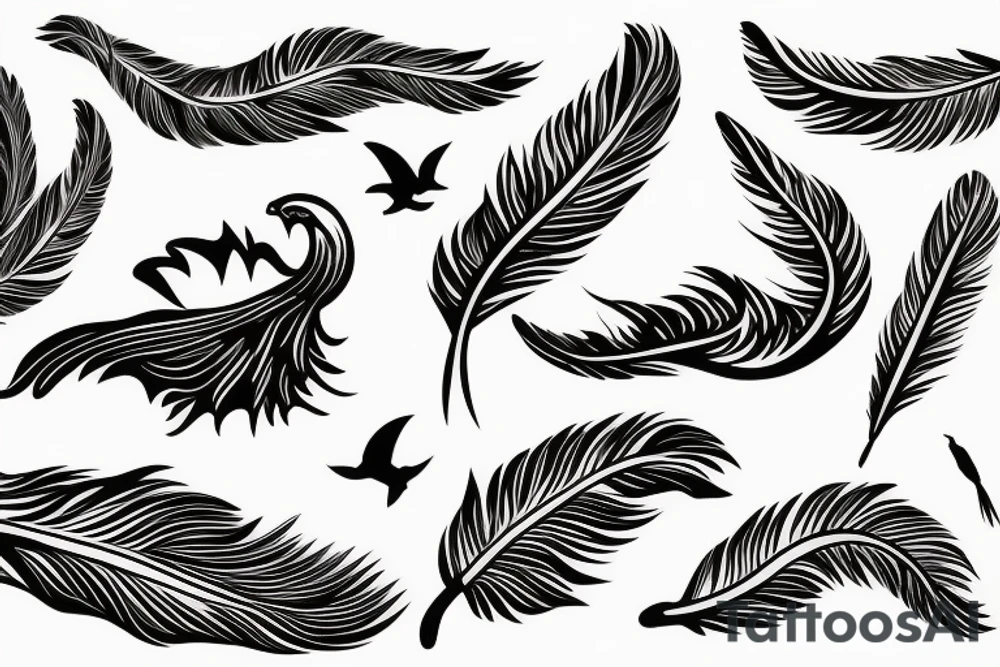 Feather with birds flying off tattoo idea