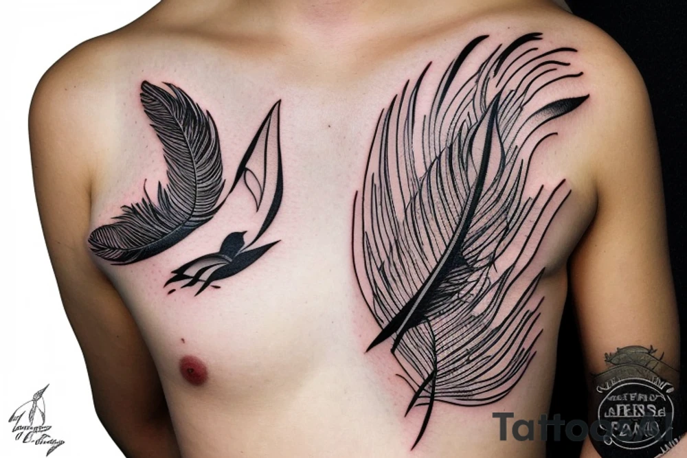 Feather with birds flying off tattoo idea