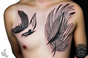 Feather with birds flying off tattoo idea