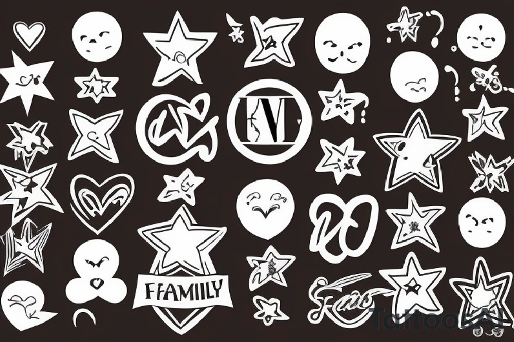 Family stars with names insert love tattoo idea