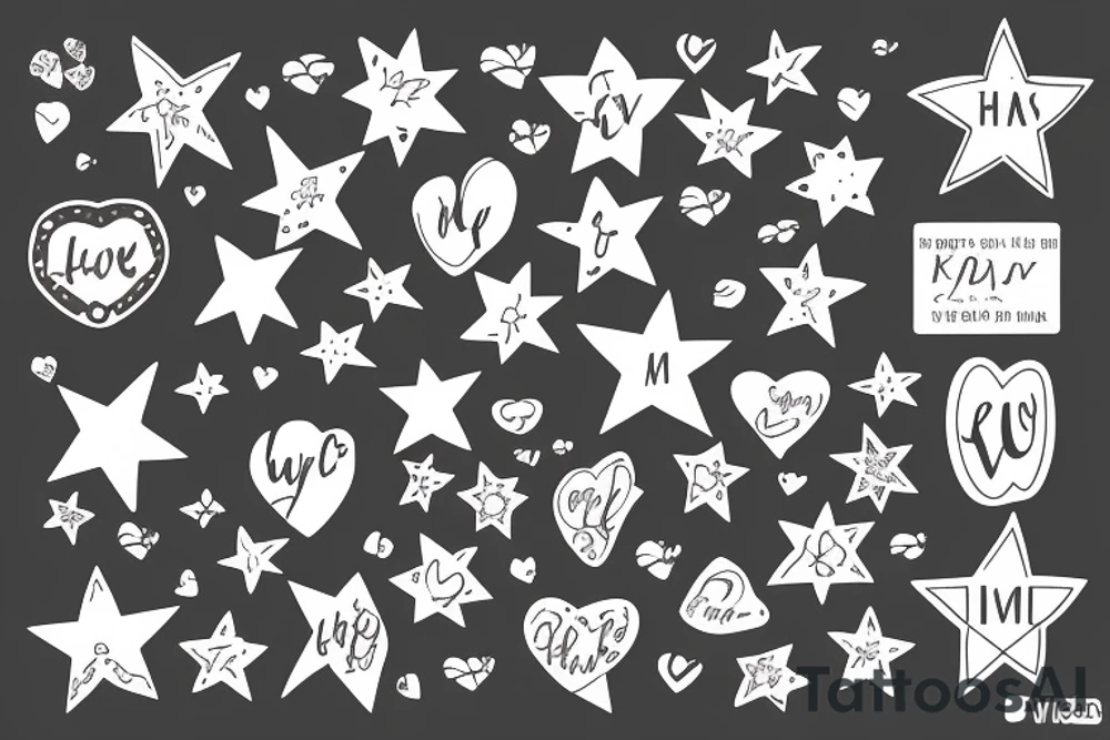 Family stars with names insert love tattoo idea