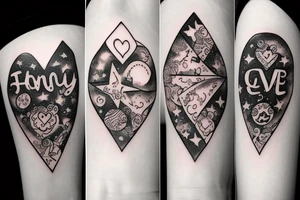 Family stars connected galaxy with names insert love tattoo idea