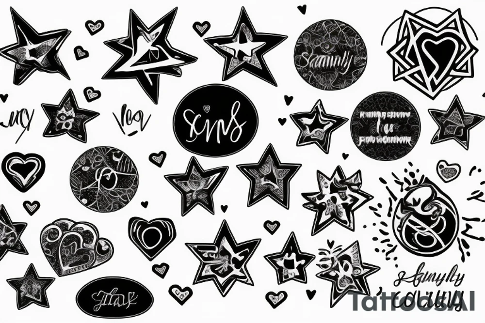 Family stars connected galaxy with names insert love tattoo idea