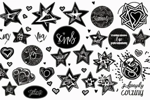 Family stars connected galaxy with names insert love tattoo idea