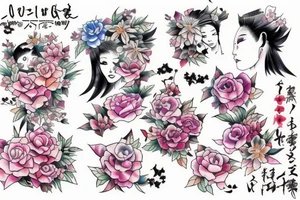 Japanese watercolor time art piece tattoo idea