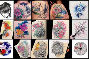Japanese watercolor time art piece tattoo idea
