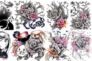 Japanese watercolor time art piece tattoo idea
