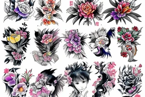 Japanese watercolor time art piece tattoo idea