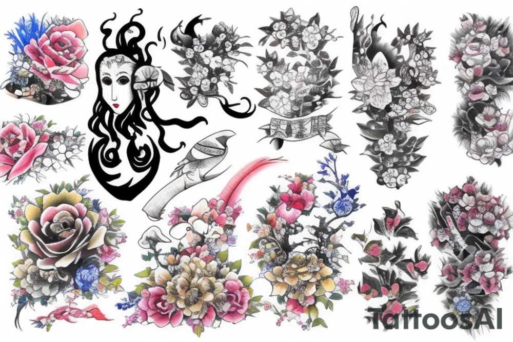Japanese watercolor time art piece tattoo idea