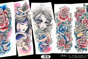 Japanese watercolor time art piece tattoo idea