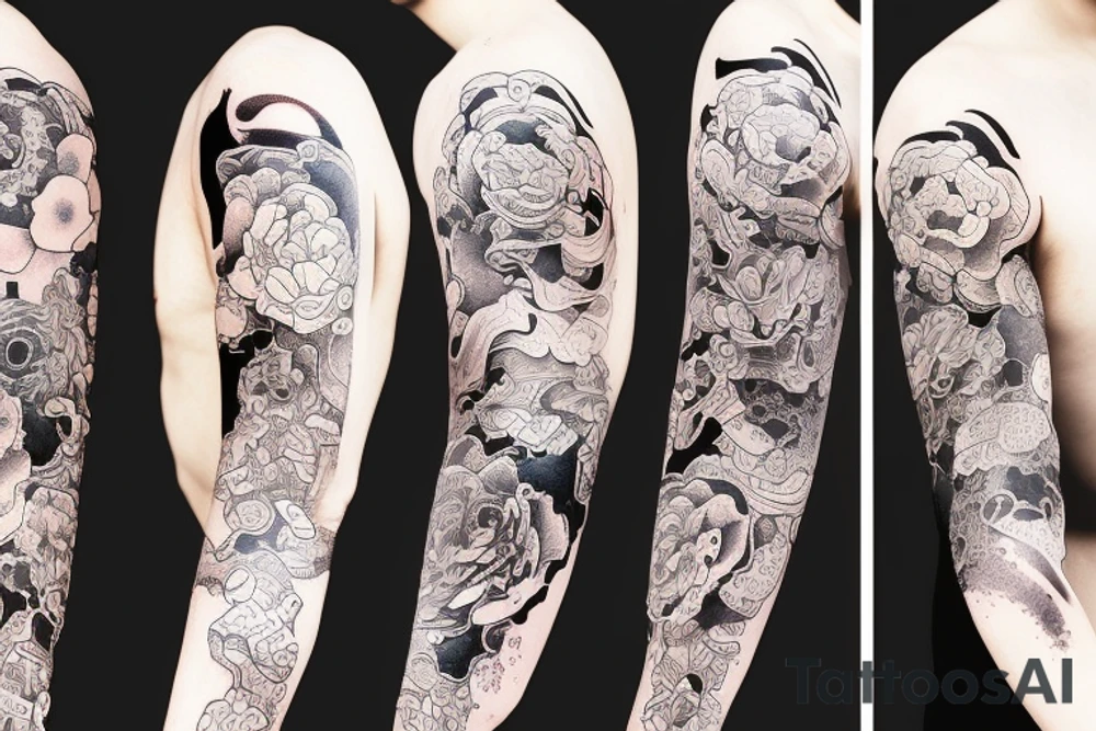 Japanese watercolor time art piece tattoo idea