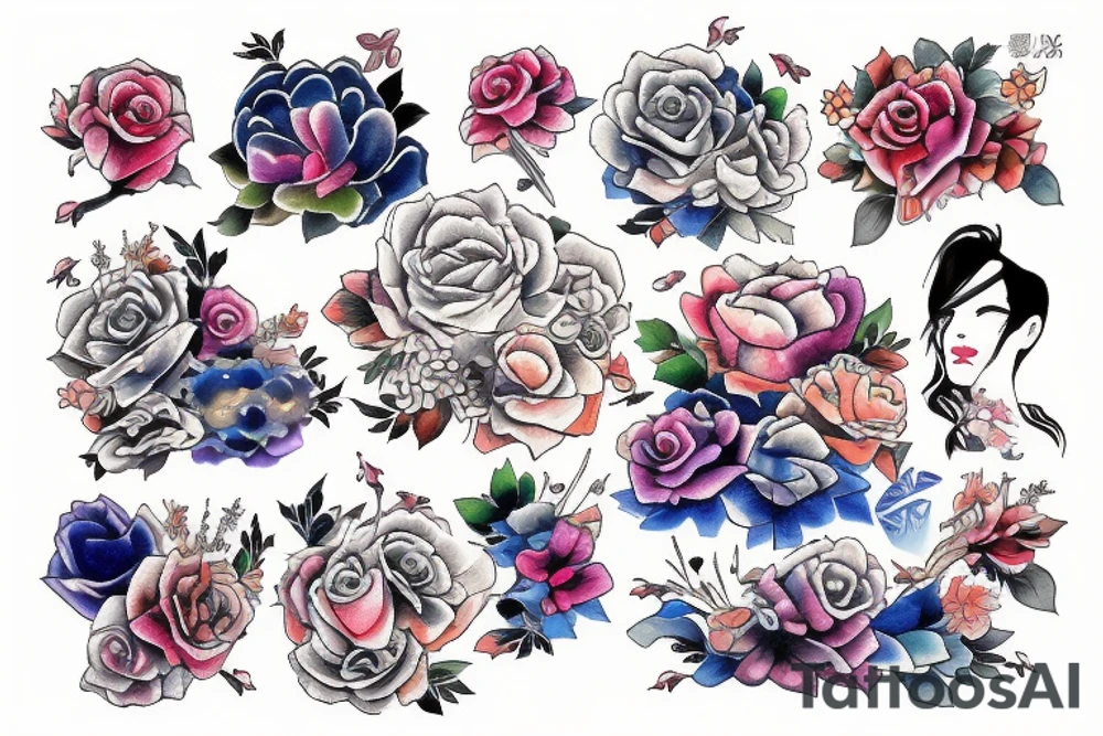 Japanese watercolor time art piece tattoo idea