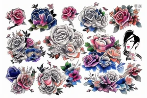Japanese watercolor time art piece tattoo idea