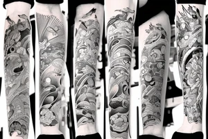 Japanese watercolor time art piece tattoo idea