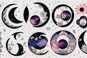 Japanese watercolor moon phases art piece tattoo idea